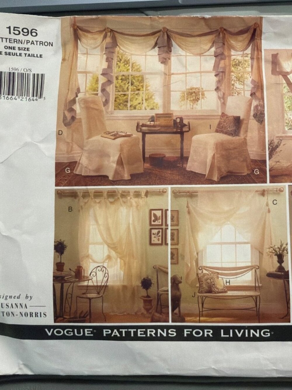 Vogue Patterns 1596 Window Treatments & Home Decor Sewing Pattern